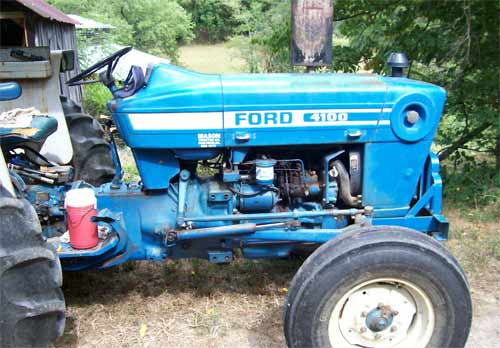 blue Ford tractor