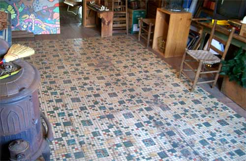 old linoleum in the attic